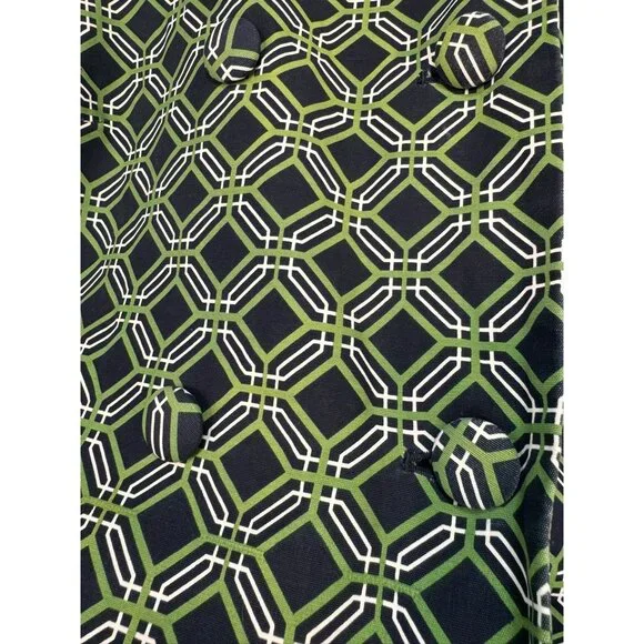 Banana Republic Womens Geometric Pattern Coat Small Green Black - Picture 6 of 13